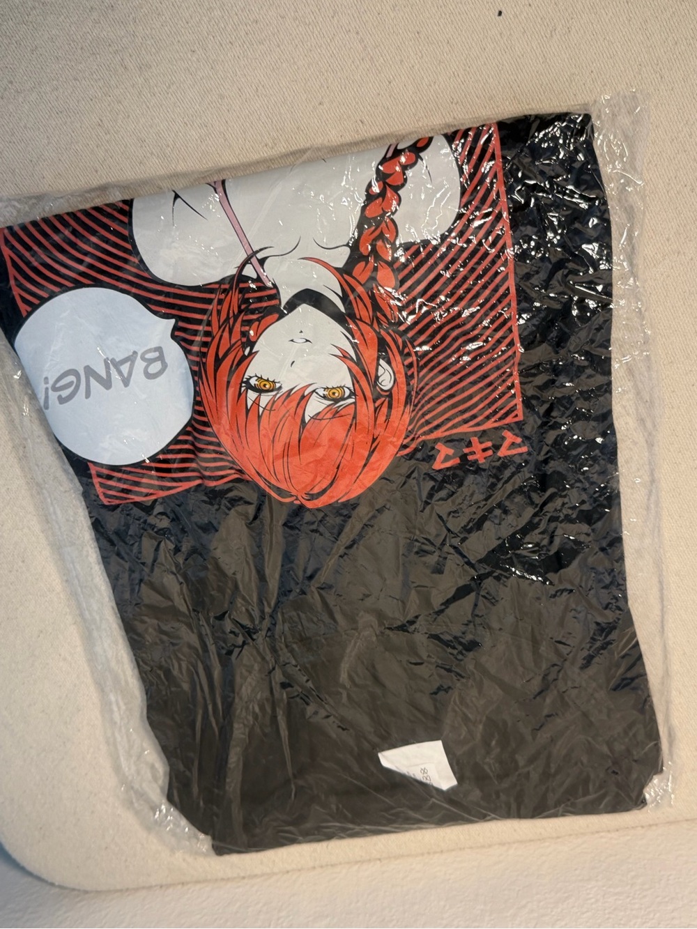 Men's Black Short Sleeve Tee with Red Anime Graphic